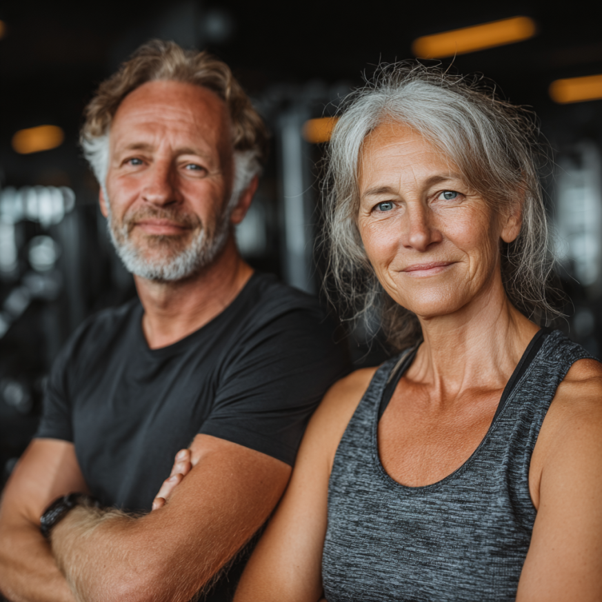 Група активних старших людей після тренування